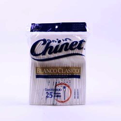 Tenedor De Plastico Grande Blanco 25 Pieza