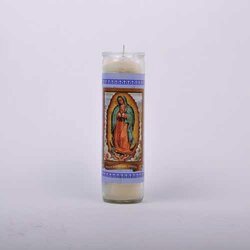 Veladora Vaso Imagen Virgen De Guadalup 1 Pieza