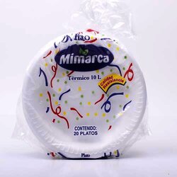 Plato Liso Termico No. 10 Blanco 20 Pieza